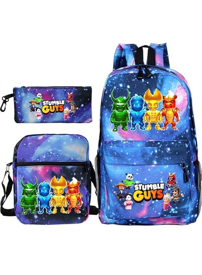 General 3Pcs Backpack Set Schoolbag with Pencil Case Shoulder bag Fashion Printed Bags Large Capacity Lightweight Casual Bag Anime Backpacks 