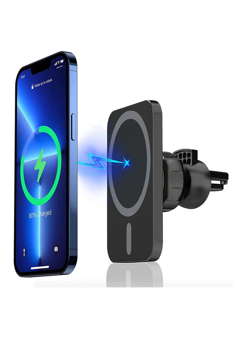 MagSafe Car Charger Magnetic Wireless Car Charger Fast Charging Auto Alignment Wireless Car Charger Air Vent Mount for iPhone 14 13 12 Series and Compatible with MagSafe Case Ring - Image 1