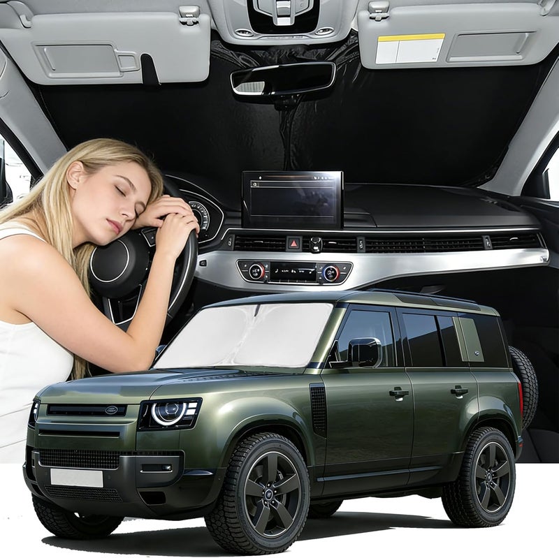 ZOIBV Windshield Sunshade for Defender 2020-2026 Sun Shade Car Windshield Accessories Upgrade 4 Layers Blocks UV Rays Custom Fit Defender 240T Car Window Shades Front Windshield Keep Cool - Image 1
