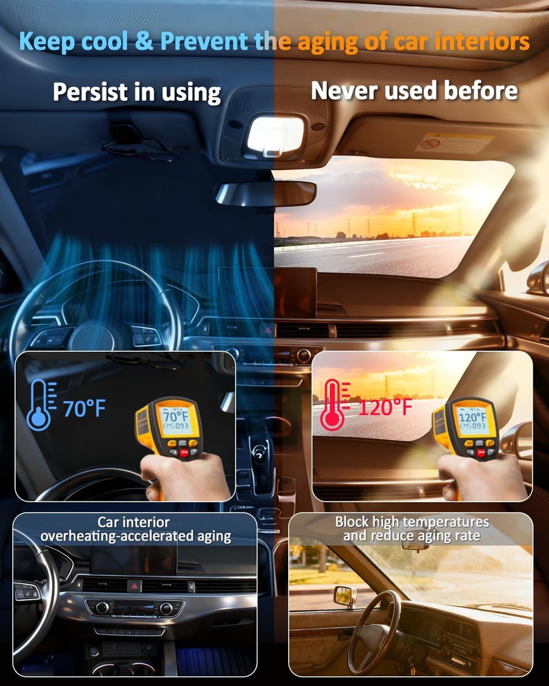 ZOIBV Windshield Sunshade for Defender 2020-2026 Sun Shade Car Windshield Accessories Upgrade 4 Layers Blocks UV Rays Custom Fit Defender 240T Car Window Shades Front Windshield Keep Cool - Image 4