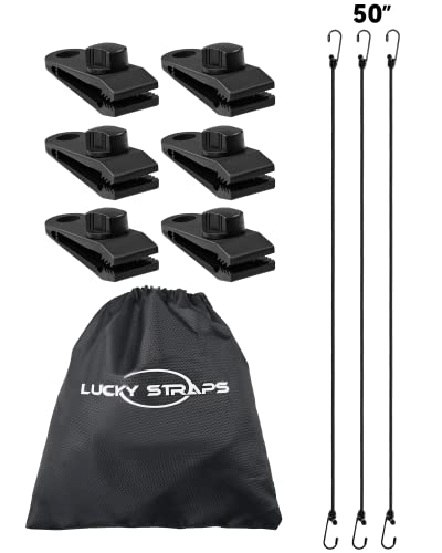 LuckyStraps Car Cover Gust Straps with Heavy Duty Clips, UV-Resistant Cover Wind Protector, Protect Your Car Cover from Blowing Off in High Winds, Fit for All Cars from 4.2 FT to 8.8 FT in Width - Image 1