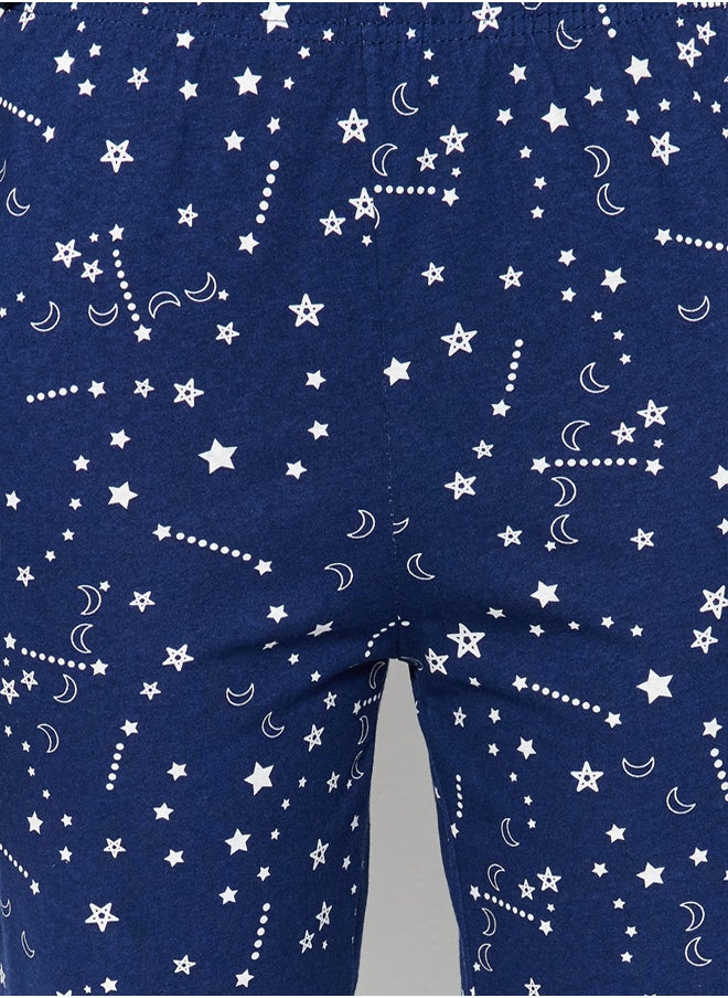 trendyol - Navy Blue Galaxy Printed Knitted Pajamas Set THMAW21PT0294 - Image 1
