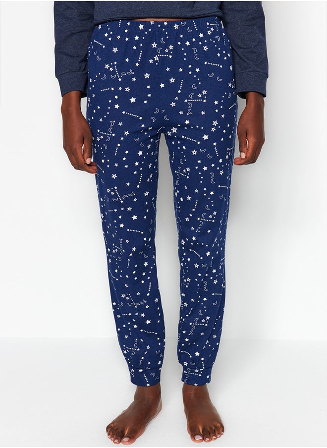 trendyol - Navy Blue Galaxy Printed Knitted Pajamas Set THMAW21PT0294 - Image 1