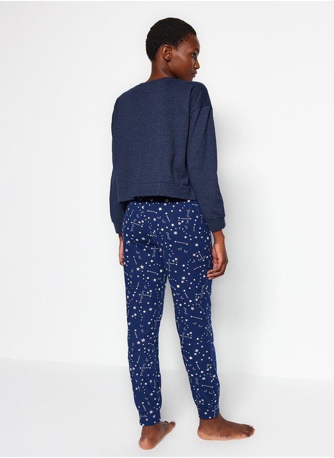 trendyol - Navy Blue Galaxy Printed Knitted Pajamas Set THMAW21PT0294 - Image 1