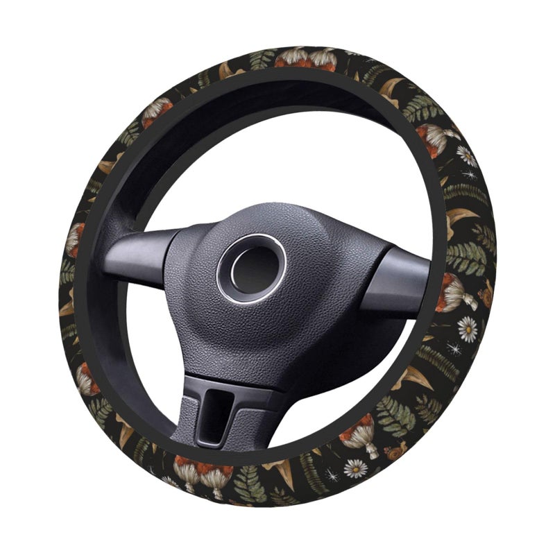 KARREAL Vintage Mushroom Dragonfly Flower Steering Wheel Cover, Non-Slip Breathable Neoprene Steering Wheel Covers, Women Car Accessories Universal 15 Inch Fit Auto, Suvs, Truck - Image 2