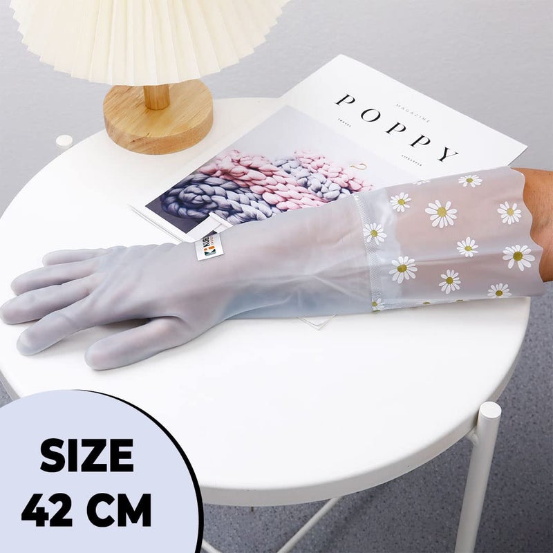 Kuber Industries Kuber Industries Multi-Purpose Hand Gloves | Reusable Gardening Gloves | Long Elbow Gloves for Better Protection | Non-Slippery & Durable| Jelly Blue | Versatile and Protective Handwear - Image 2