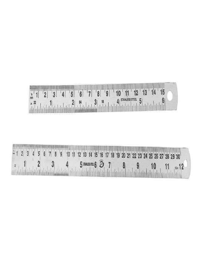 LOVELY® Omega 6 & 12 Inch Stainless Steel Scale/Ruler Combo- Set of 2 Pcs - Image 1