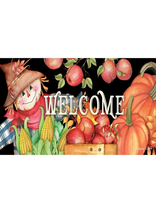 Evergreen Flag Sassafras Harvest Scarecrow Interchangeable Entrance Doormat | Indoor and Outdoor | 22-inches x 10-inches | Non-Slip Backing | All-Season | Low Profile | Home Decor - Image 1