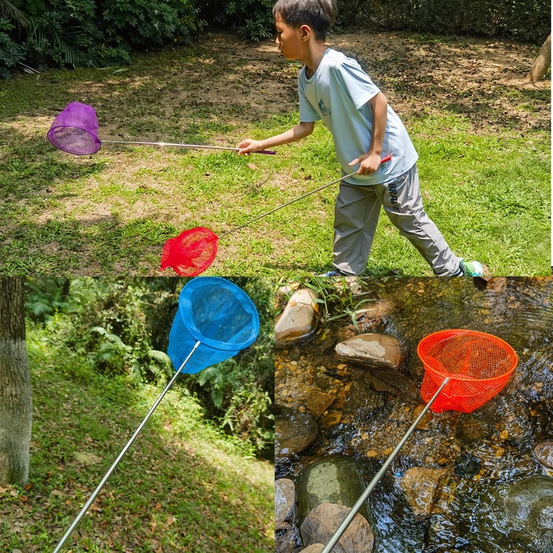 M-jump #1 M-jump 3 Pack Colored Telescopic Butterfly Nets - Great for Catching Insects Bugs Fishing - Outdoor Toy for Kids Playing - Extendable from 6.8" to 34"â€¦ - Image 4