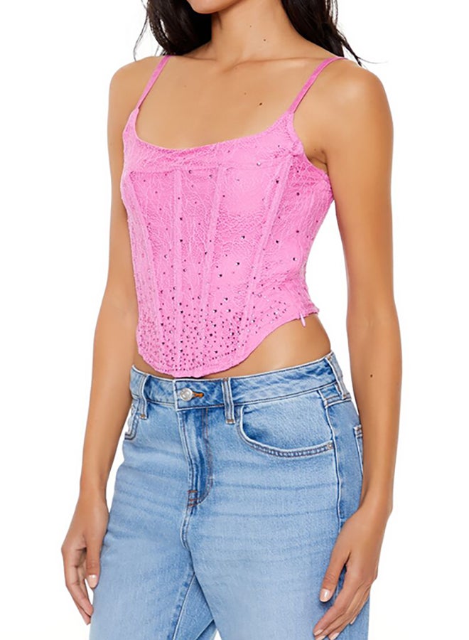 FOREVER 21 Lace Rhinestone Corset Cami  - Image 2