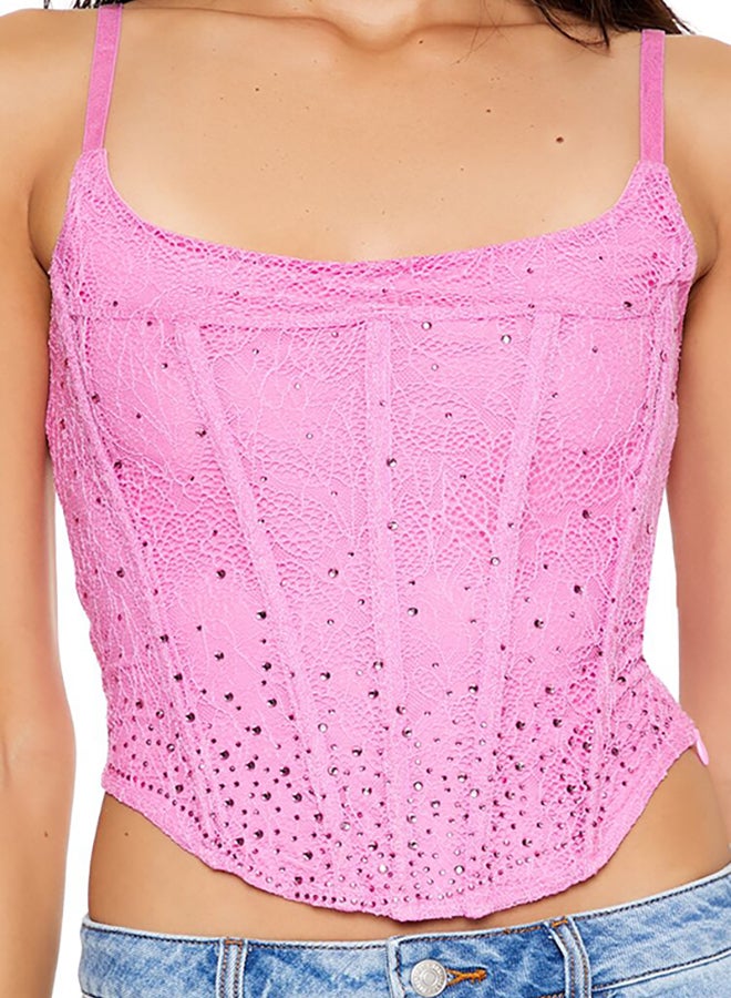 FOREVER 21 Lace Rhinestone Corset Cami  - Image 5