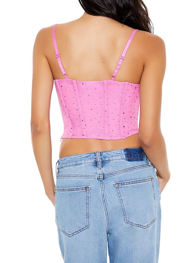 FOREVER 21 Lace Rhinestone Corset Cami  - Image 3