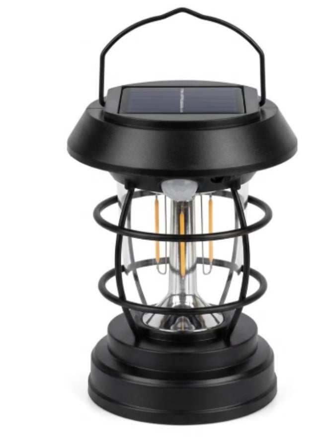 كوبا مصباح حديقة LED عتيق مقاوم للماء يعمل بالطاقة الشمسية مع مستشعر حركة - شحن مزدوج (شمسي وUSB-C) - تصميم كلاسيكي للتخييم والفناء والممرات - Image 1