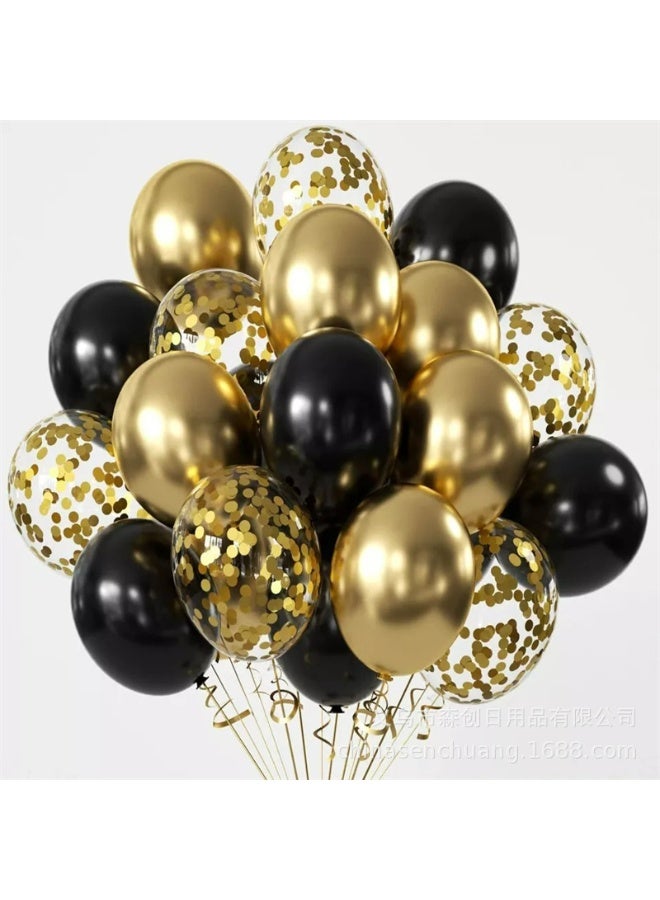 Black & Gold Balloons with Gold Confetti – 12-Inch Latex Party Balloons for Birthday, Baby Shower, Wedding, Engagement, New Year – Pack of 30pcs - Image 1