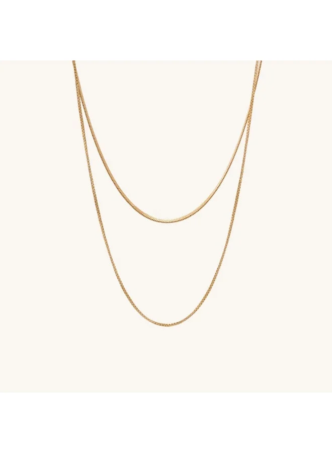 PALMONAS 18k Gold Tone Plated Double Chain Delight Necklace
 for Women