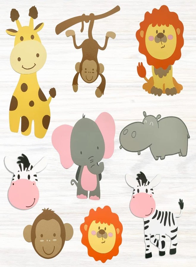 Pinfliers Jungle Theme Birthday Decoration Item, Paper Animal Cutouts for Jungle Theme - 9 Pcs Set, Safari/Animal Theme Birthday Party Decorations Cut-Outs/Cutouts - Image 1