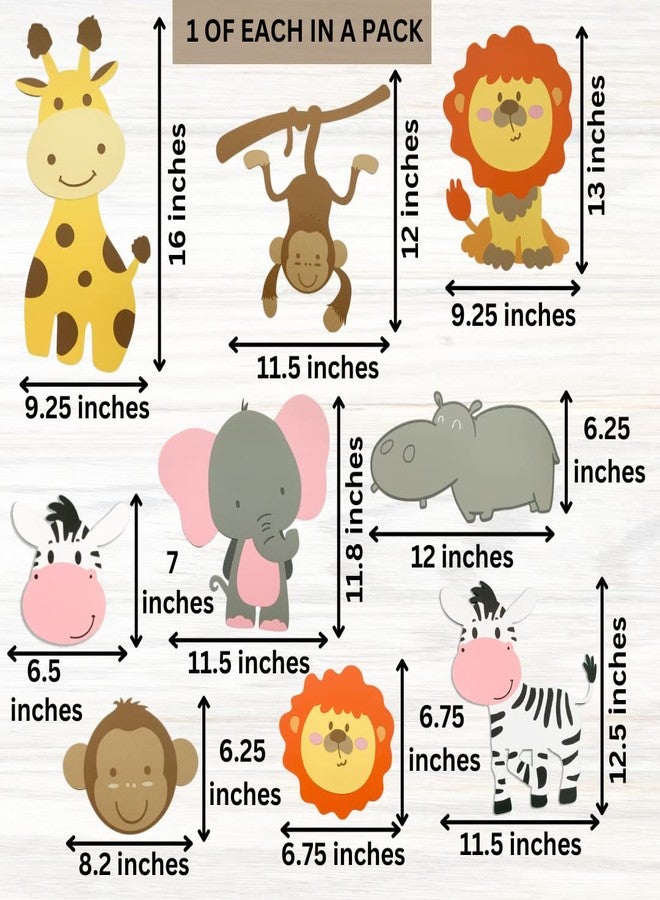 Pinfliers Jungle Theme Birthday Decoration Item, Paper Animal Cutouts for Jungle Theme - 9 Pcs Set, Safari/Animal Theme Birthday Party Decorations Cut-Outs/Cutouts - Image 2