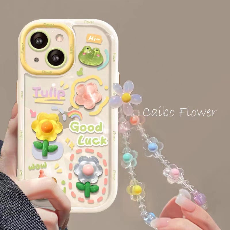 Jingle Cat Is Suitable for iPhone 14 Pro, Cute Cream Case, Cartoon Anti-Fall Hard Case, Apple 17 Flower Phone Case - Image 2