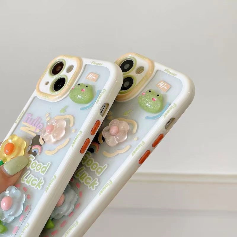 Jingle Cat Is Suitable for iPhone 14 Pro, Cute Cream Case, Cartoon Anti-Fall Hard Case, Apple 17 Flower Phone Case - Image 4