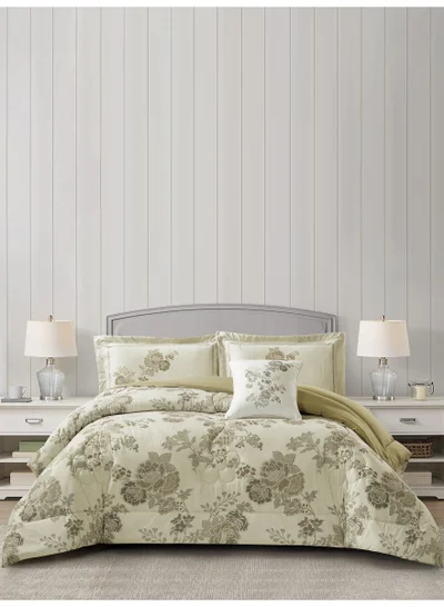 Donetella Bedding Comforter Set, King Size 250x230cm - 4-Pcs Digital Print Quilted Bed Set, Microfiber Fabric - 1 Comforter, 2 Pillow Shams,1 Cushion Cover.
