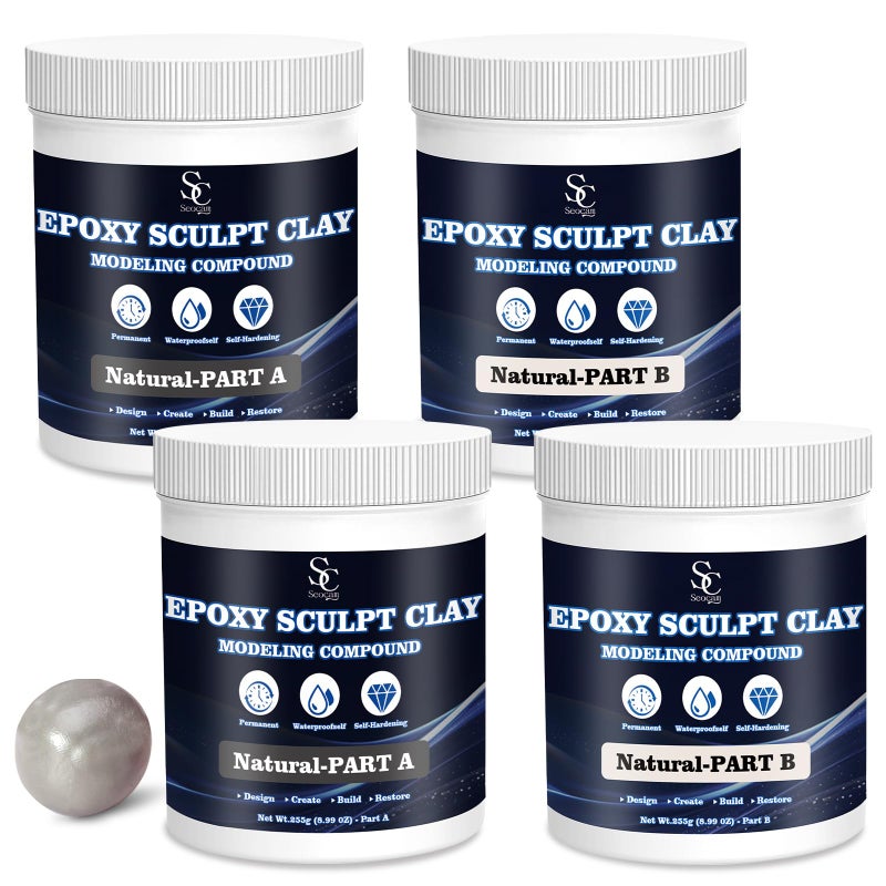 Seocam Epoxy Putty Sculpt Clay 2 Part A B for Sculpting Modeling Building and Repairing 2 Pound Natural