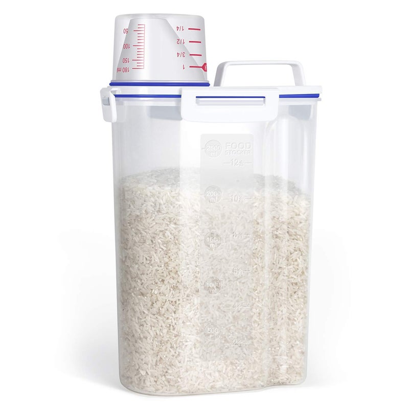 TBMax Small Rice Storage Container -5 Lbs Cereal Dispenser with Measuring Cup  Airtight Dry Food Container Bin for Kitchen Pantry Storage Organization -Green - Image 1