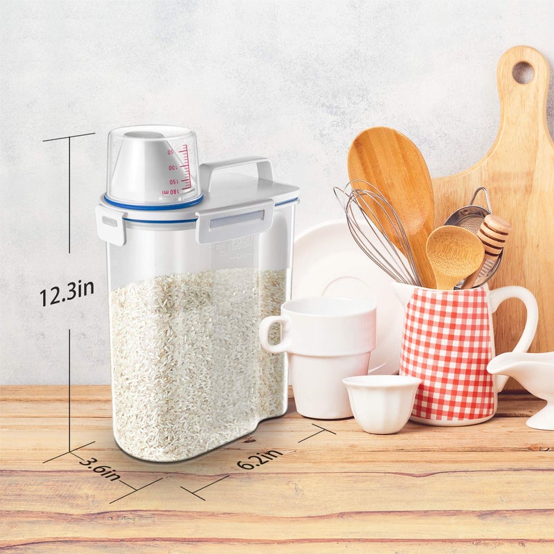 TBMax Small Rice Storage Container -5 Lbs Cereal Dispenser with Measuring Cup  Airtight Dry Food Container Bin for Kitchen Pantry Storage Organization -Green - Image 5