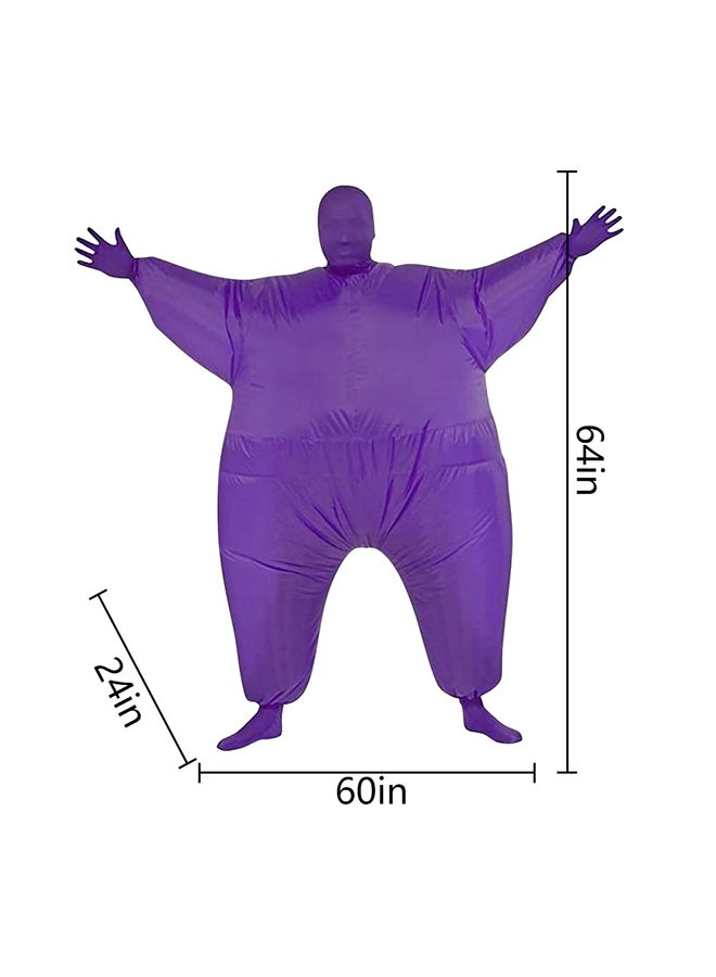 Athletiq Inflatable Costume for Adult, Air Blow Up Full Body Suit Masquerade Jumpsuit, Up Outfit for Halloween Party Cosplay Suit for Men Women, Purple - Image 2