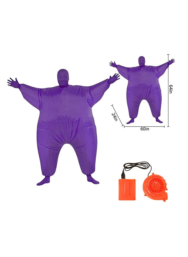 Athletiq Inflatable Costume for Adult, Air Blow Up Full Body Suit Masquerade Jumpsuit, Up Outfit for Halloween Party Cosplay Suit for Men Women, Purple - Image 3