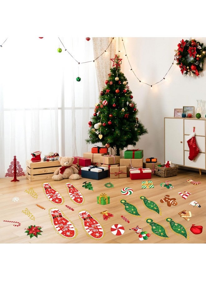 luck sea 200Pcs Christmas Peppermint Floor Clings Footprints Decorations - Santa Claus/Elf/Candy/Snowman Decals Xmas Party Decor Supplies - Image 2