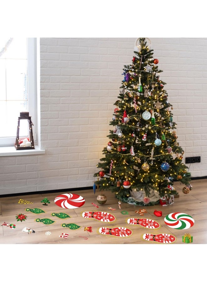 luck sea 200Pcs Christmas Peppermint Floor Clings Footprints Decorations - Santa Claus/Elf/Candy/Snowman Decals Xmas Party Decor Supplies - Image 5