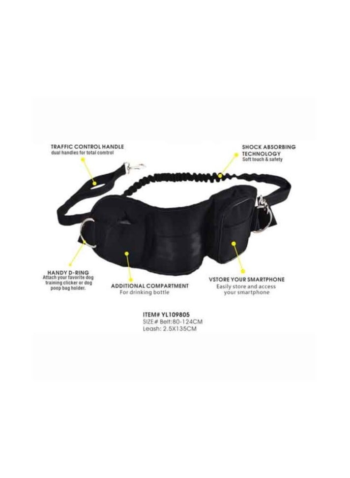 NAOMI Hands-Free Dog Leash – Adjustable, Comfortable Waist Belt for Dog Walking – Ideal for Jogging, Running, Hiking, and Hands-Free Control – Durable, Tangle-Free, Reflective for Nighttime Safety