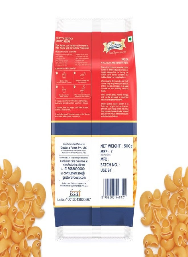 Gustora Healthy Pipe Rigate & Whole Wheat Spaghetti Pasta Combo I Durum Wheat Semolina I Rich In Protein & Fibre I Zero Cholesterol I Vegetarian I No Trans - Fat I Cooking Time 10 Min - (500 Gm X 2) - Image 3