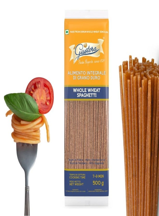 Gustora Healthy Pipe Rigate & Whole Wheat Spaghetti Pasta Combo I Durum Wheat Semolina I Rich In Protein & Fibre I Zero Cholesterol I Vegetarian I No Trans - Fat I Cooking Time 10 Min - (500 Gm X 2) - Image 5