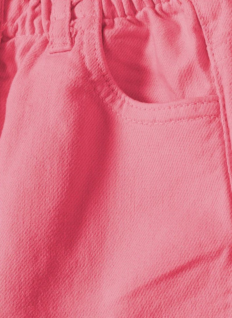 مينوتي شورت قطني للبنات المراهقات بخصر مطاطي وحافة عصرية - Image 3