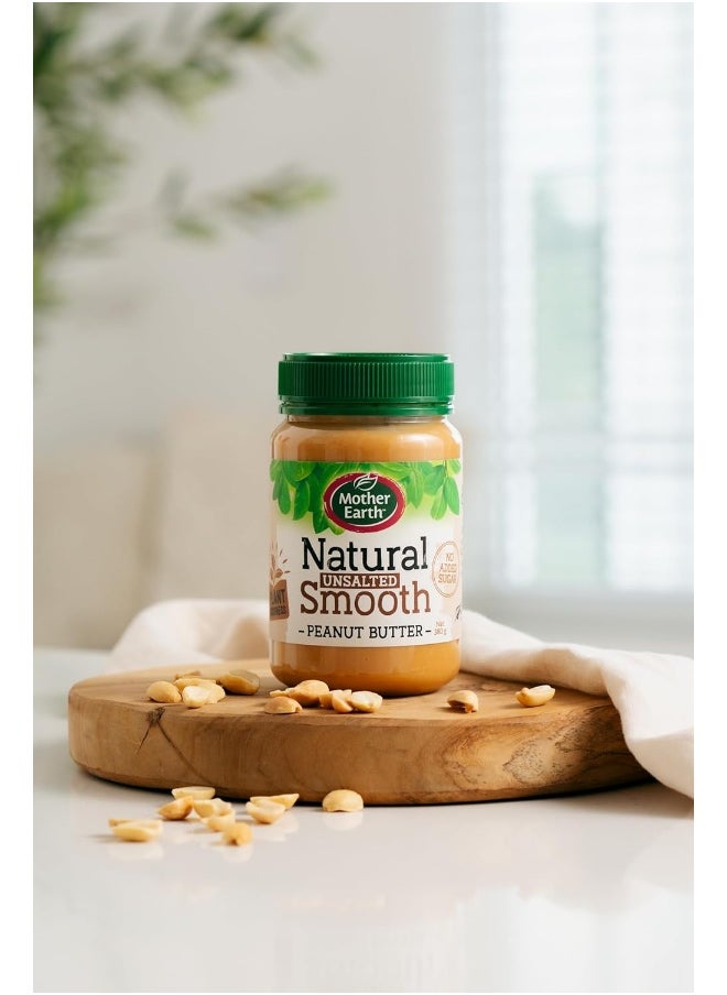 Mother Earth - Mother Earth Natural Unsalted Smooth Peanut Butter, No Added Sugar, 380 gms - Image 1