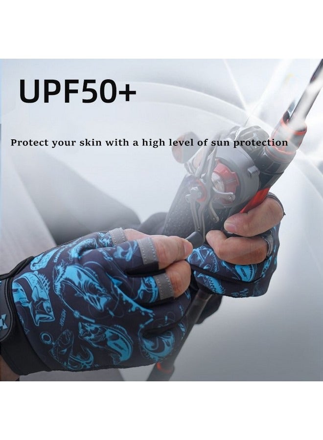 بيوينتي قفازات واقية من الأشعة فوق البنفسجية لصيد الأسماك، وقفازات نصف إصبع غير قابلة للانزلاق لممارسة الرياضة وركوب الدراجات وركوب القوارب وصيد الأسماك والمشي لمسافات طويلة والقيادة - Image 4