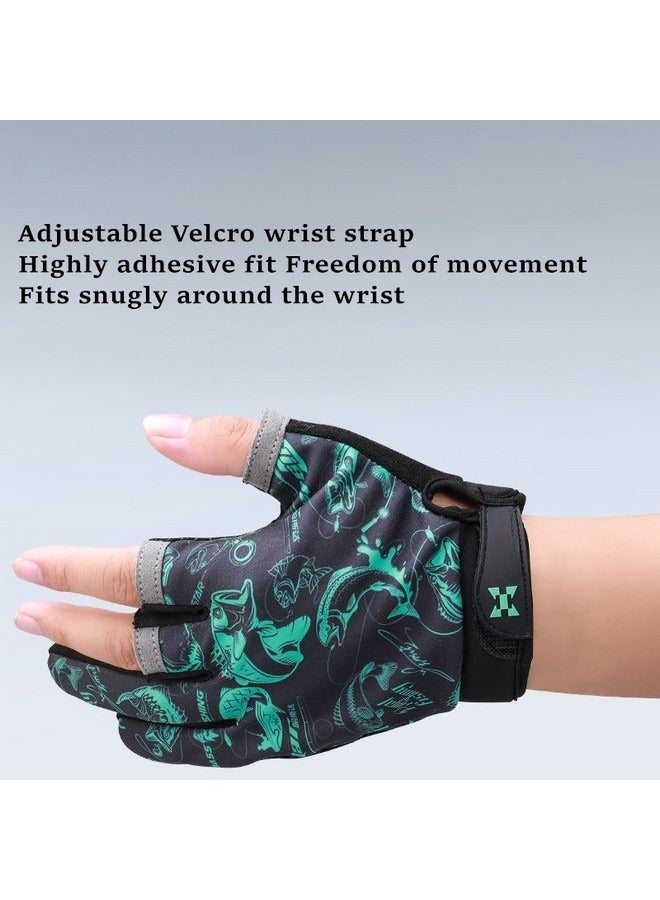 بيوينتي قفازات واقية من الأشعة فوق البنفسجية لصيد الأسماك، وقفازات نصف إصبع غير قابلة للانزلاق لممارسة الرياضة وركوب الدراجات وركوب القوارب وصيد الأسماك والمشي لمسافات طويلة والقيادة - Image 5