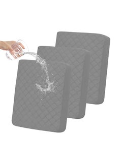Easy-Going Easy-Going Waterproof Couch Cushion Covers, Non-Slip Leakproof Sofa Seat Cushion Slipcovers, Quilted and Stretch Furniture Protector for Dogs, Pets (3-Piece Sofa Cushion, Grey)  - Image 1