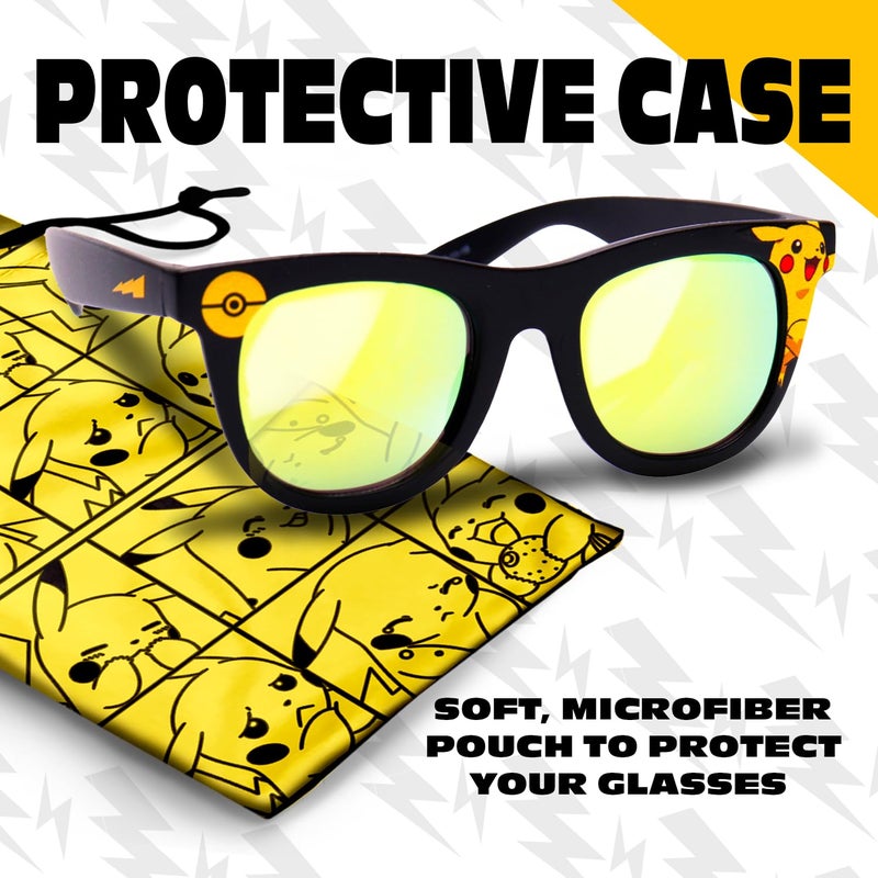 Sun-Staches PokÃ©mon Pikachu Black Frame Sunglasses - Stylish, Comfortable & Durable UV-Protection PokÃ©mon Black Sunglasses with Soft Carrying Case - Officially Licensed - PokÃ©mon Stocking Stuffers - Image 5