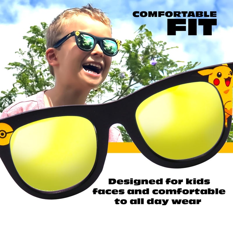 Sun-Staches PokÃ©mon Pikachu Black Frame Sunglasses - Stylish, Comfortable & Durable UV-Protection PokÃ©mon Black Sunglasses with Soft Carrying Case - Officially Licensed - PokÃ©mon Stocking Stuffers - Image 4