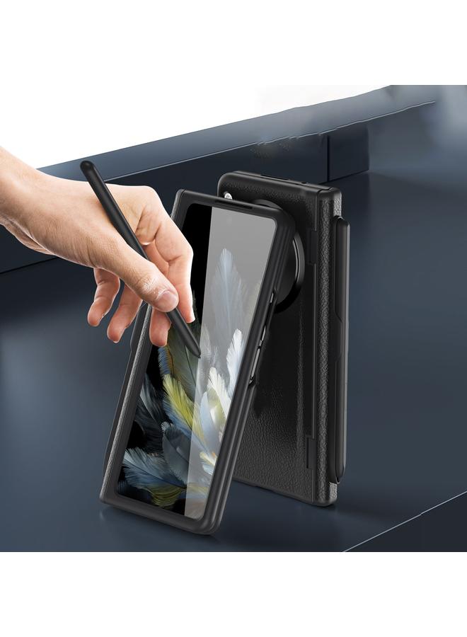 اس-توب جراب لهاتف OPPO Find N3 مصنوع من الجلد العادي مع قلم مدمج - Image 4