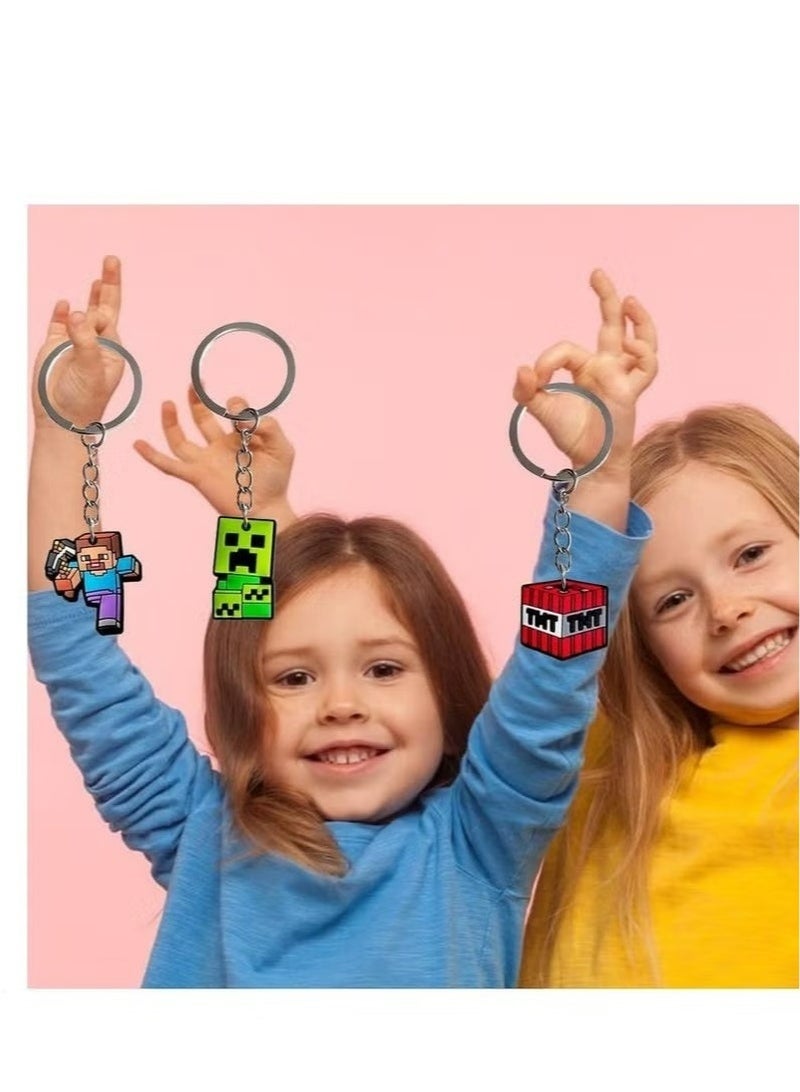 MINECRAFT 9 PCS Kids Keyrings Minecraft Cute Cartoon characters Keychain Party Favors and Birthday Party Supplies for Boys and Girls - Image 3