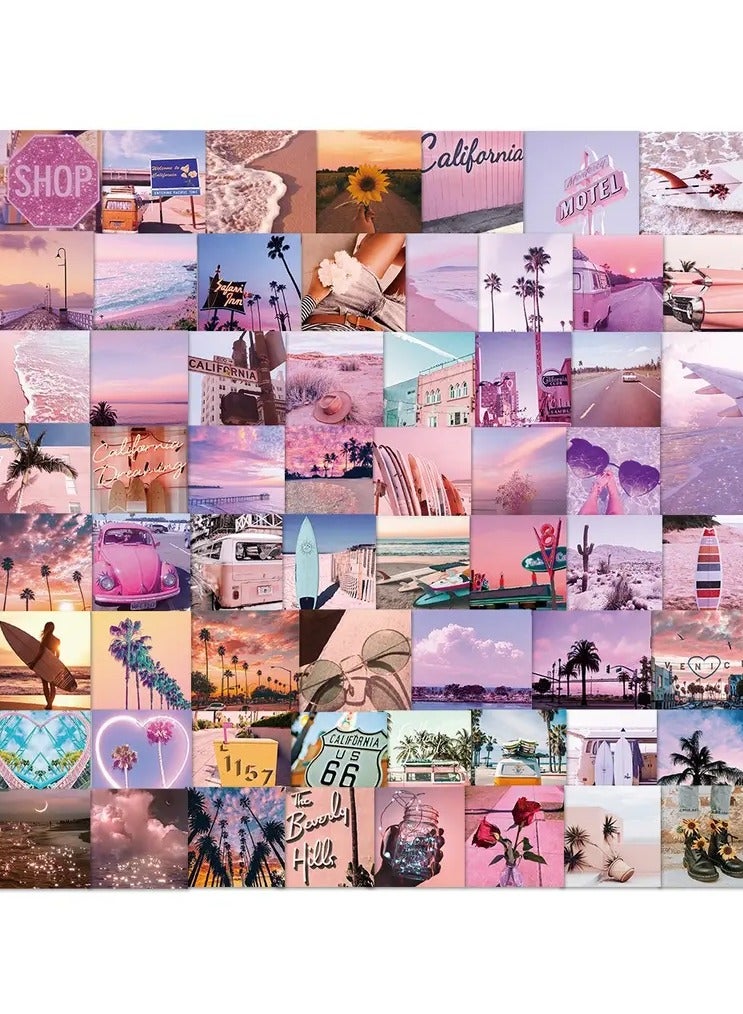 Goolsky 62pcs California Travel Aesthetics Pink Funny Cartoon Decals Graffiti Vinyl Waterproof Stickers Pack For Adults Teen Decorated Suitcase Water Bottle DIY Phone Laptop Computer Skateboard Luggage Helmet Self Adhesive  - Image 4