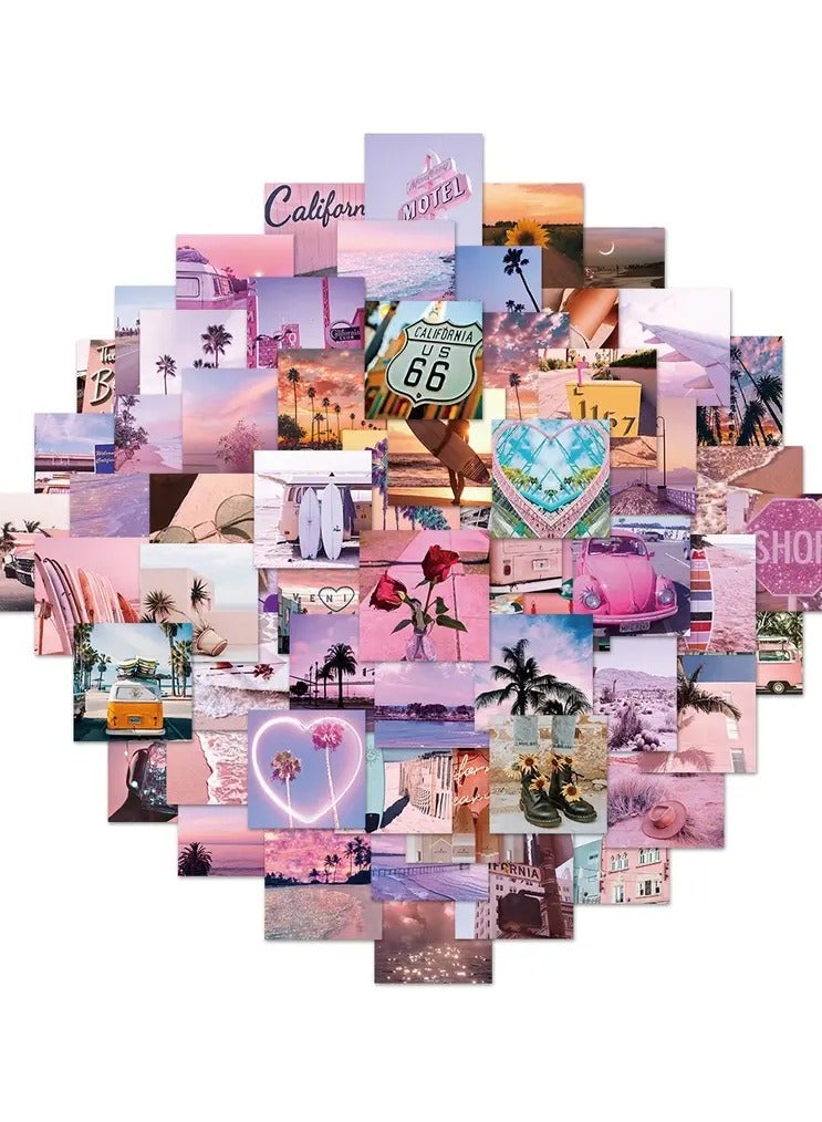 Goolsky 62pcs California Travel Aesthetics Pink Funny Cartoon Decals Graffiti Vinyl Waterproof Stickers Pack For Adults Teen Decorated Suitcase Water Bottle DIY Phone Laptop Computer Skateboard Luggage Helmet Self Adhesive  - Image 5