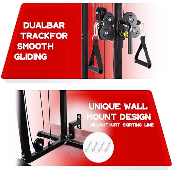 rayihni محطة كابل مثبتة على الحائط من فيتفيدز مع نظام بكرة مزدوجة قابلة للتعديل لمحطة لياقة بدنية سحب لأسفل - Image 5