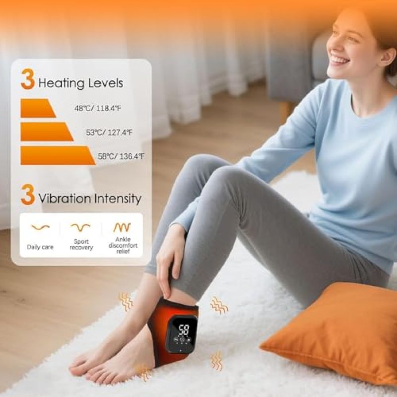 Foot Massager 18.01 x 2.54 x 35.99 cm Black Cordless Rechargeable Heated Foot Wrap - Triple Method Kneading Pressing Massage for Plantar Fasciitis Relief for Home Office Travel - Image 3