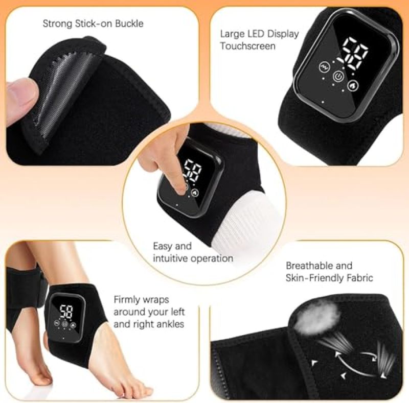 Foot Massager 18.01 x 2.54 x 35.99 cm Black Cordless Rechargeable Heated Foot Wrap - Triple Method Kneading Pressing Massage for Plantar Fasciitis Relief for Home Office Travel - Image 5