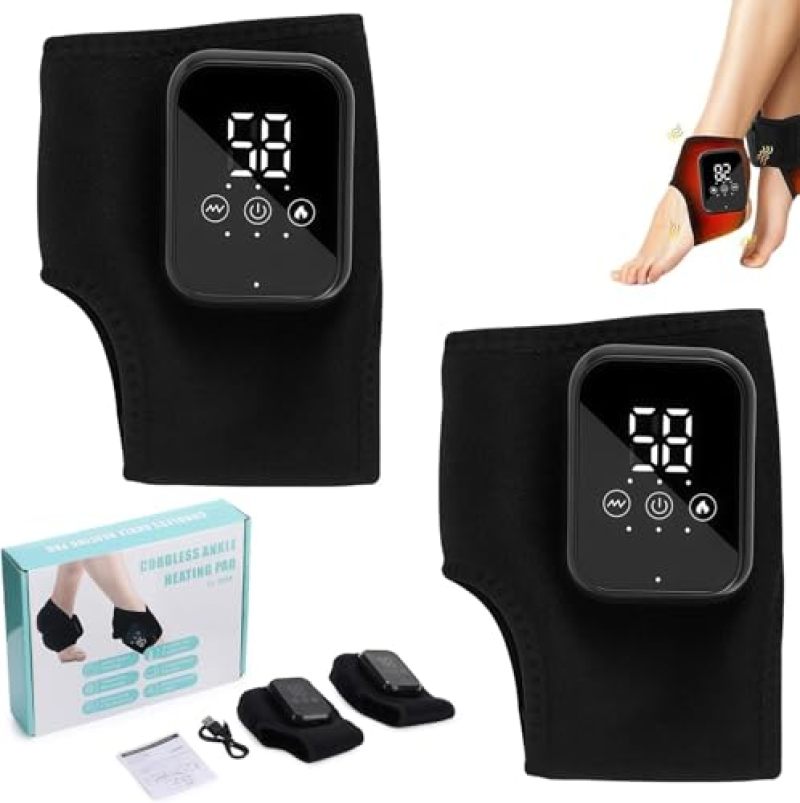Foot Massager 18.01 x 2.54 x 35.99 cm Black Cordless Rechargeable Heated Foot Wrap - Triple Method Kneading Pressing Massage for Plantar Fasciitis Relief for Home Office Travel - Image 1