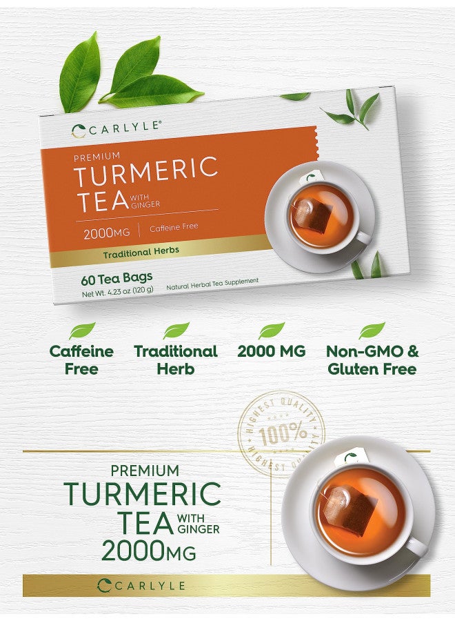 CARLYLE Carlyle Turmeric Tea Bags with Ginger | 60 Count | Caffeine Free | Non-GMO & Gluten Free Herbal Tea Supplement  - Image 3